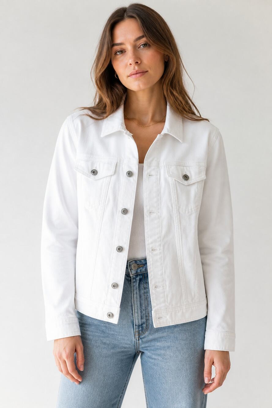 Talbots White Denim Jacket Size L